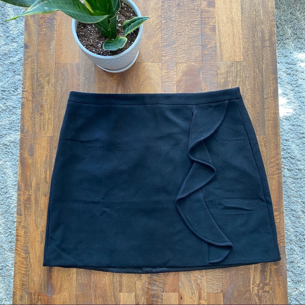 NWT J. CREW Mercantile Charcoal Wool Ruffle Skirt